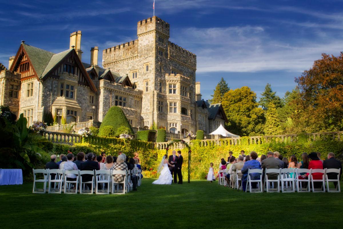 Garden ceremony at Hatley Castle