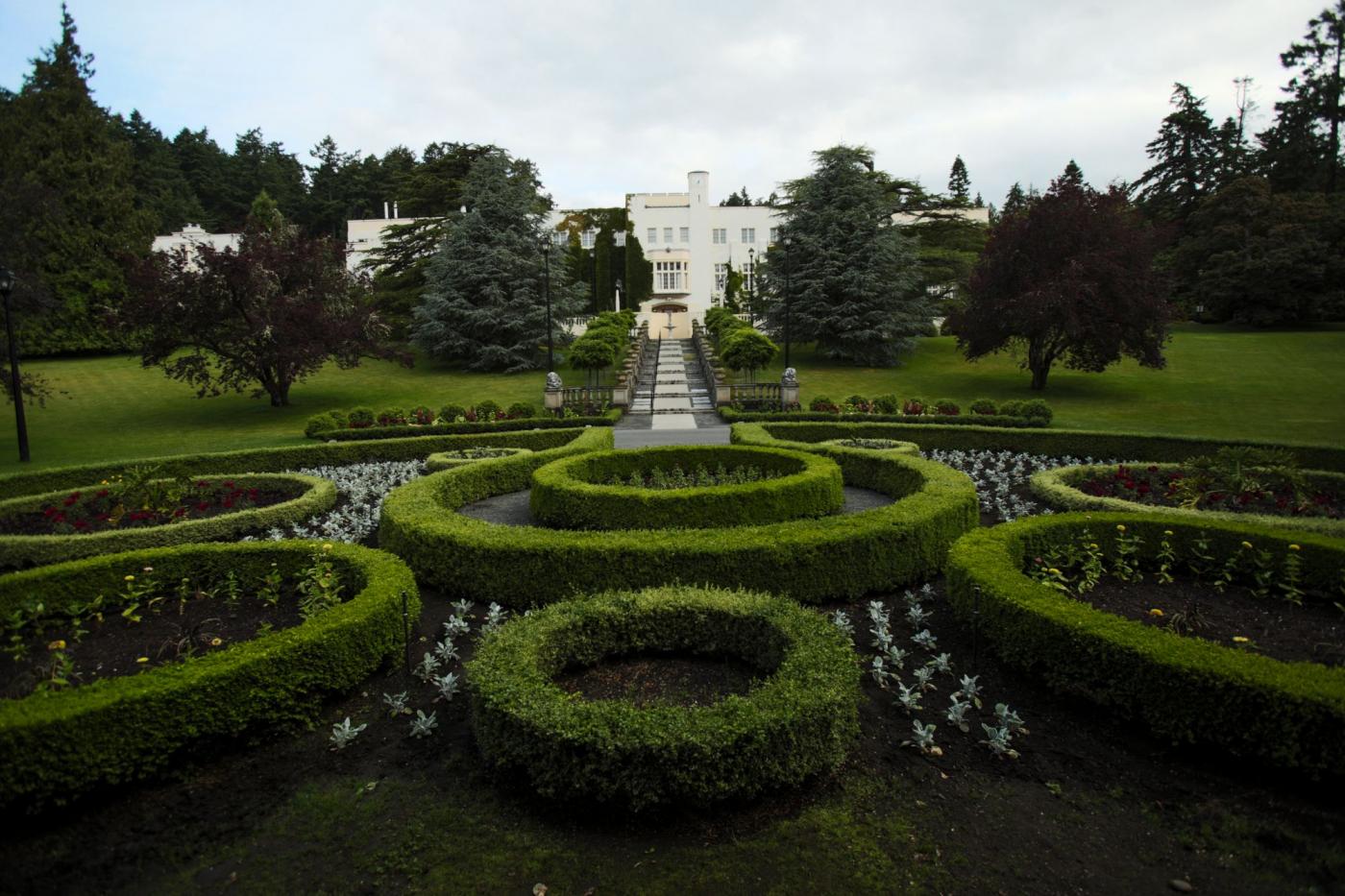View of gardens Royal Roads University Hatley Park