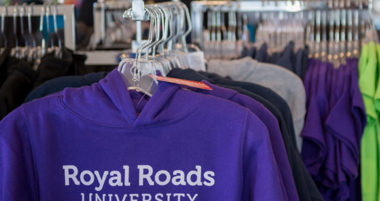 Racks of RRU hoodies
